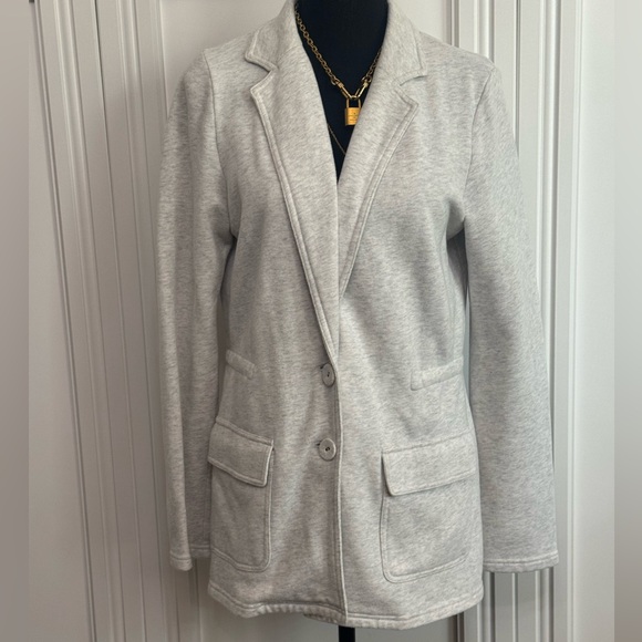 J. Jill Light Gray Blazer Ponte Knit Cinch Waist - Picture 1 of 8